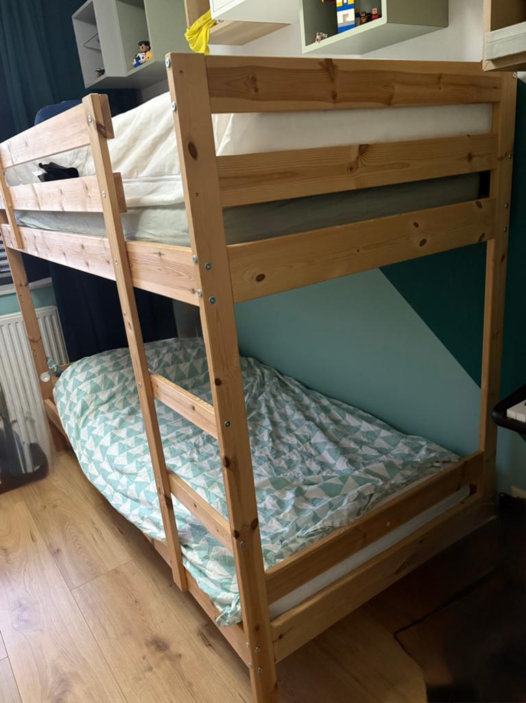 IKEA MYDAL Stapelbed frame - grenen (excl. matrassen), Ophalen, Gebruikt, 90 cm, Eenpersoons