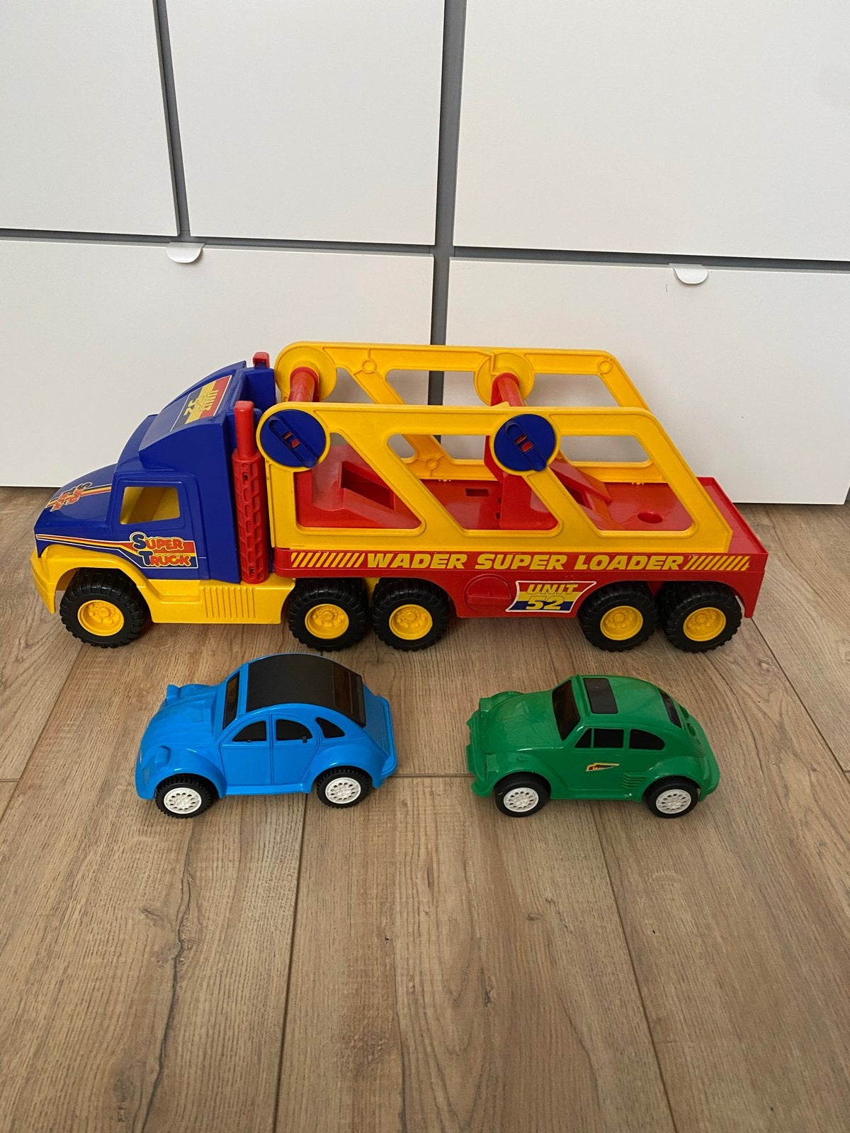 Wader Super Loader vrachtwagen met 2 auto's, Ophalen of Verzenden, Gebruikt