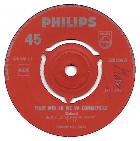 Johnny Hallyday - Pour Moi La Vie Va Commencer (Single), Ophalen of Verzenden, Gebruikt, Pop