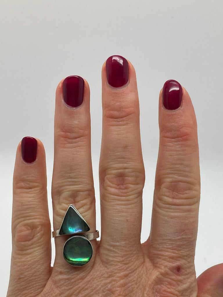 D401 Prachtige zilveren ring aparte steen (verstelbaar), Ophalen of Verzenden, X, Met edelsteen, Dame