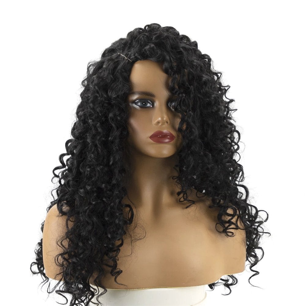 Lange Zwarte Krullen Pruik Haar Dames Vrouwen Krullende, Verzenden, Nieuw, Pruik of Haarverlenging