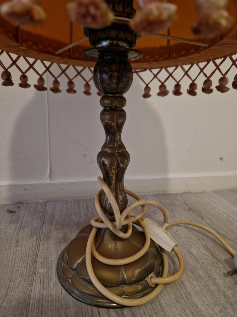 Set van 2 Vintage Tafellampen met Engelen en Stoffen Kappen, Ophalen