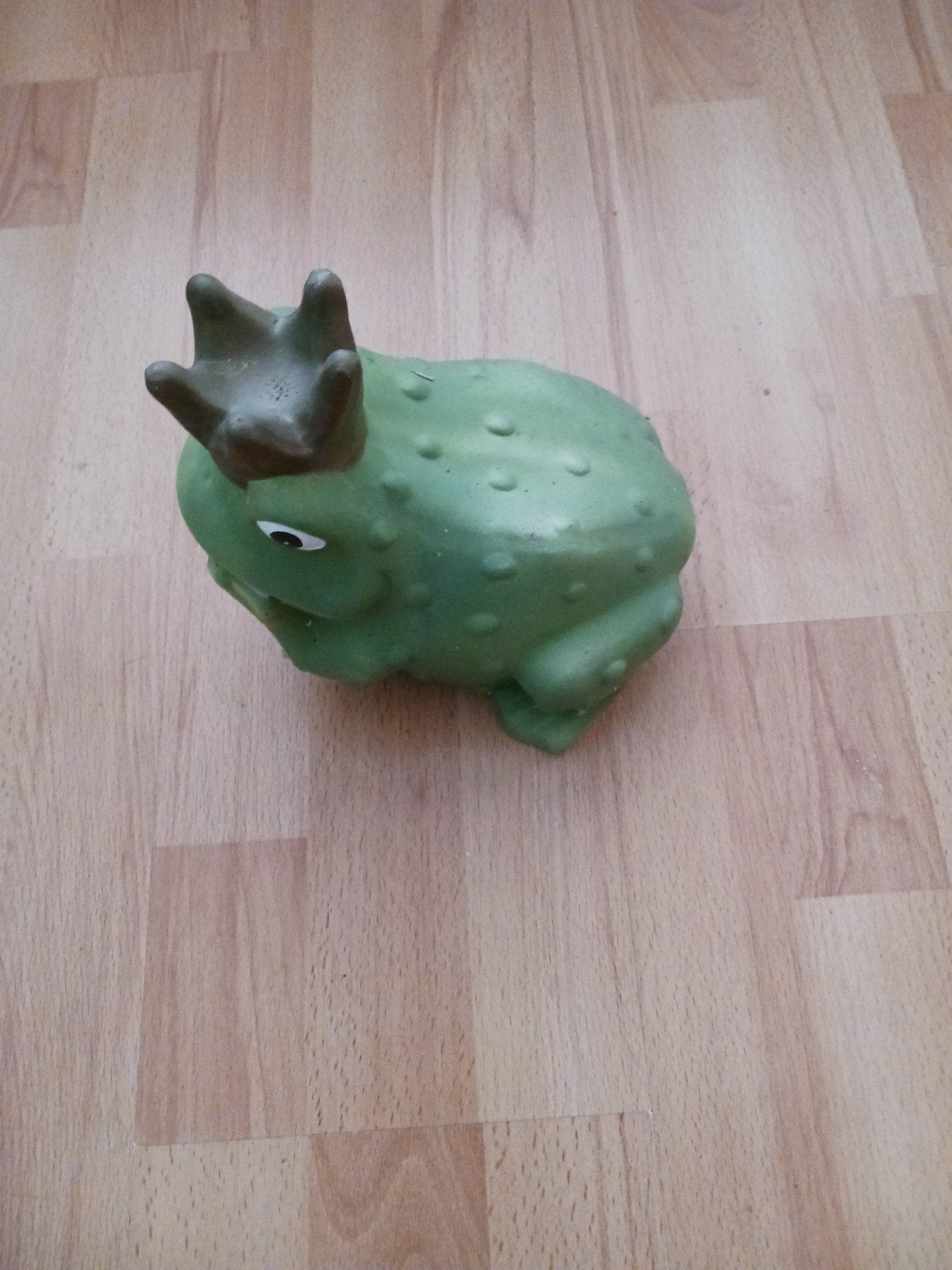 Kikker met kroon spaarpot, Ophalen of Verzenden, Gebruikt, Groen, Steen/keramiek
