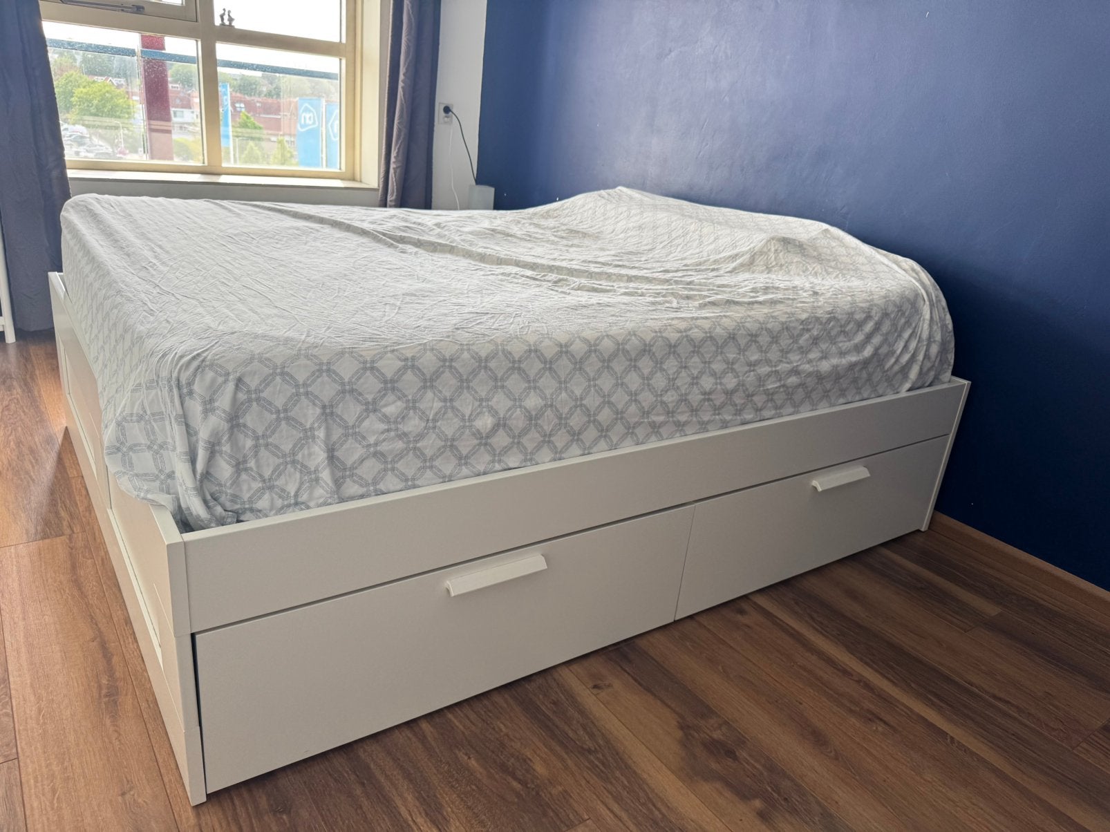 IKEA Brimnes bed (160x200cm) met 4 lades en gratis matras, Huis en Inrichting, Slaapkamer | Bedden, Ophalen, Wit, Tweepersoons