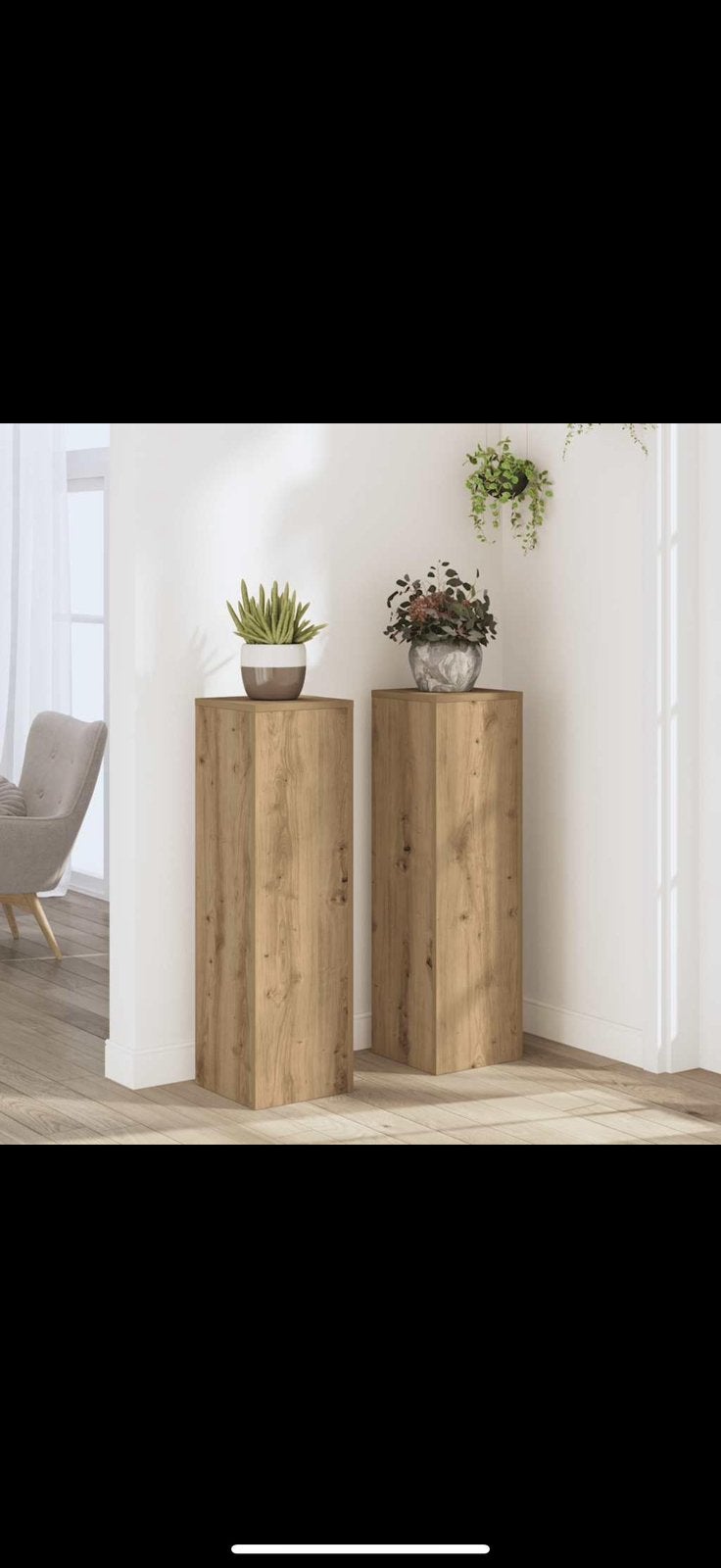 Dubbele houten planten standaard tafels, Huis en Inrichting, Woonaccessoires | Zuilen en Pilaren, Ophalen, Zo goed als nieuw