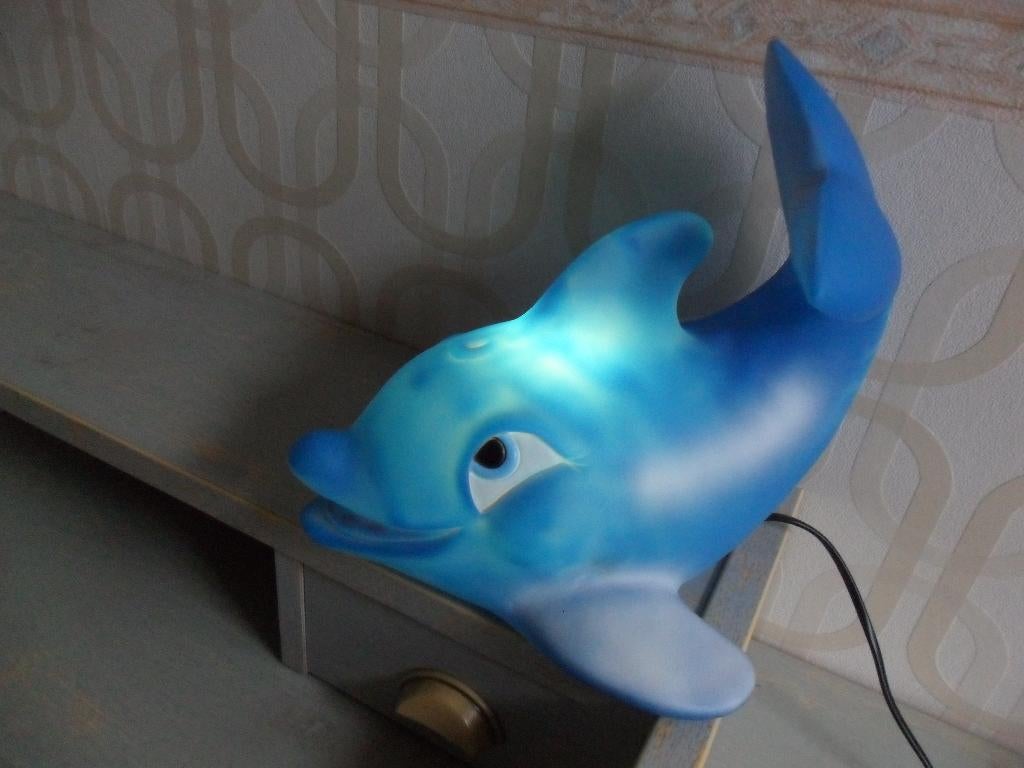 Vintage lamp Dolfijn, Kunststof, Vintage, Ophalen of Verzenden, Zo goed als nieuw