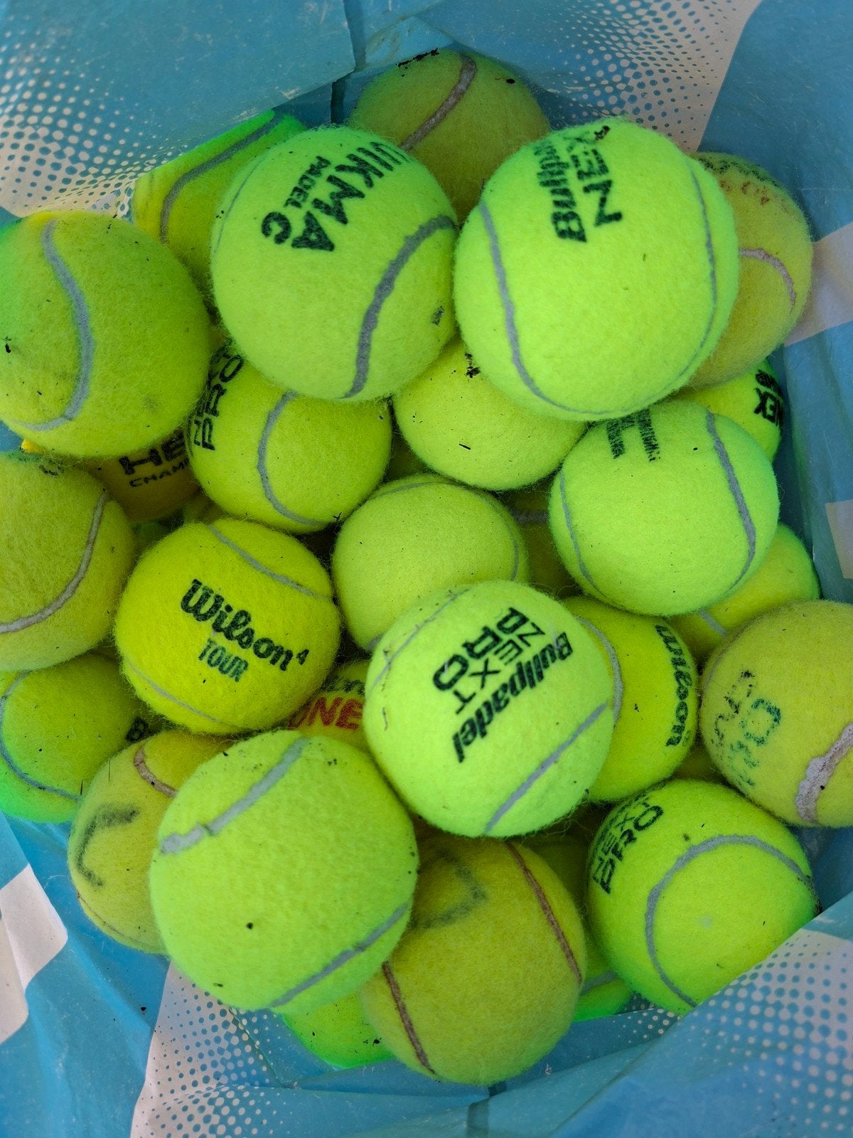 Partij tennis/ padel ballen 55 stuks, Gebruikt, Ophalen of Verzenden, Nvt, Nvt