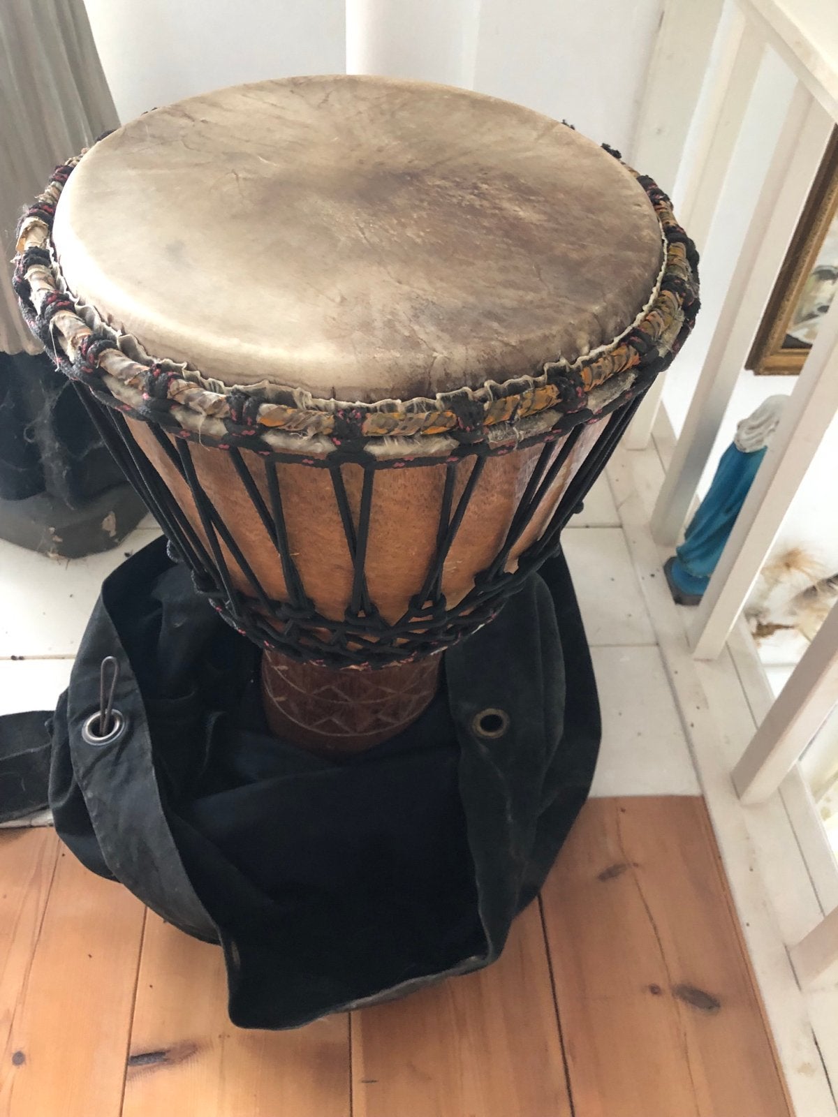 Mooie handgemaakte Djembe met draagtas, Ophalen, Gebruikt, Overige merken