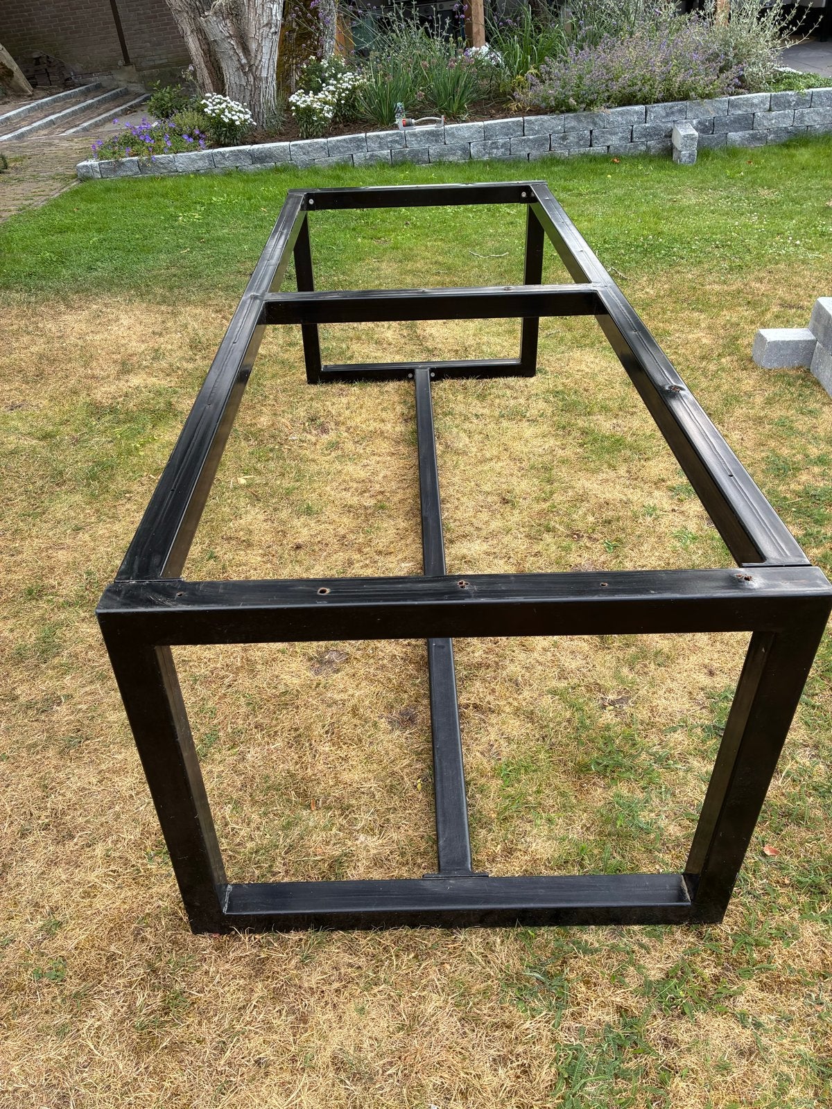 Stevig zwart metalen (poedercoate) onderstel voor tafel, Huis en Inrichting, Tafelonderdelen, Ophalen, Tafelpoot, Gebruikt, 200 cm of meer