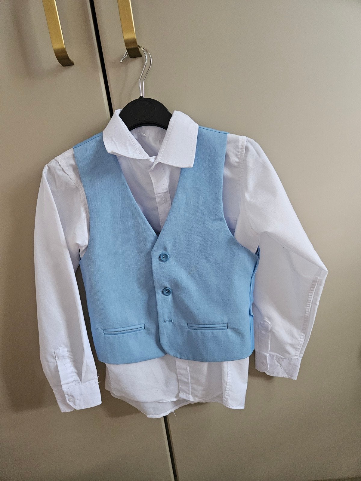 Nieuw lichtblauw kinderpak (jasje, gilet, broek, overhemd), Ophalen of Verzenden, Nieuw, BB-BOUM, Jongen