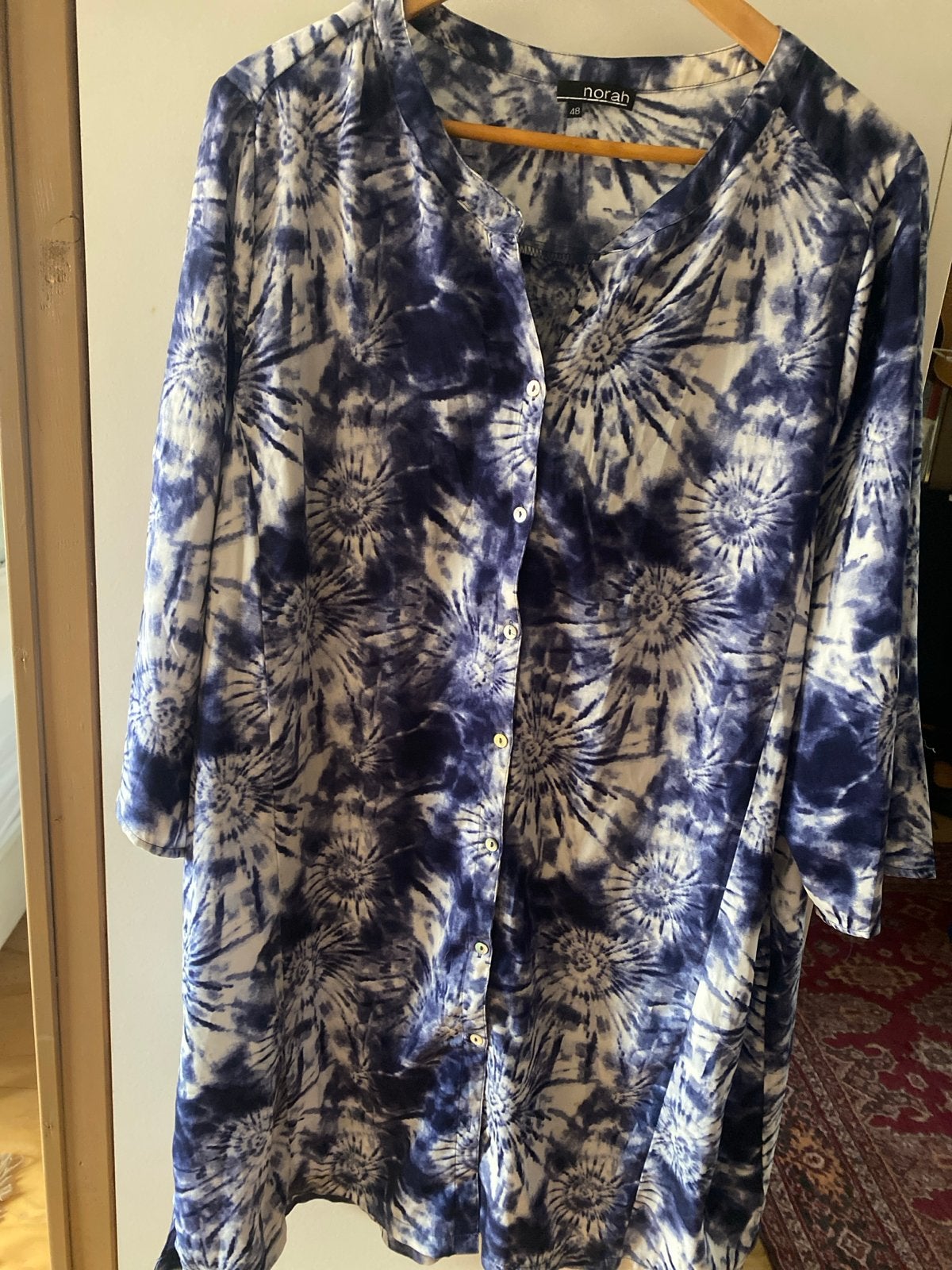 Norah tuniek/jurk met tie-dye print, maat 48, Ophalen of Verzenden, Gedragen, Maat 46/48 (XL) of groter, Blauw