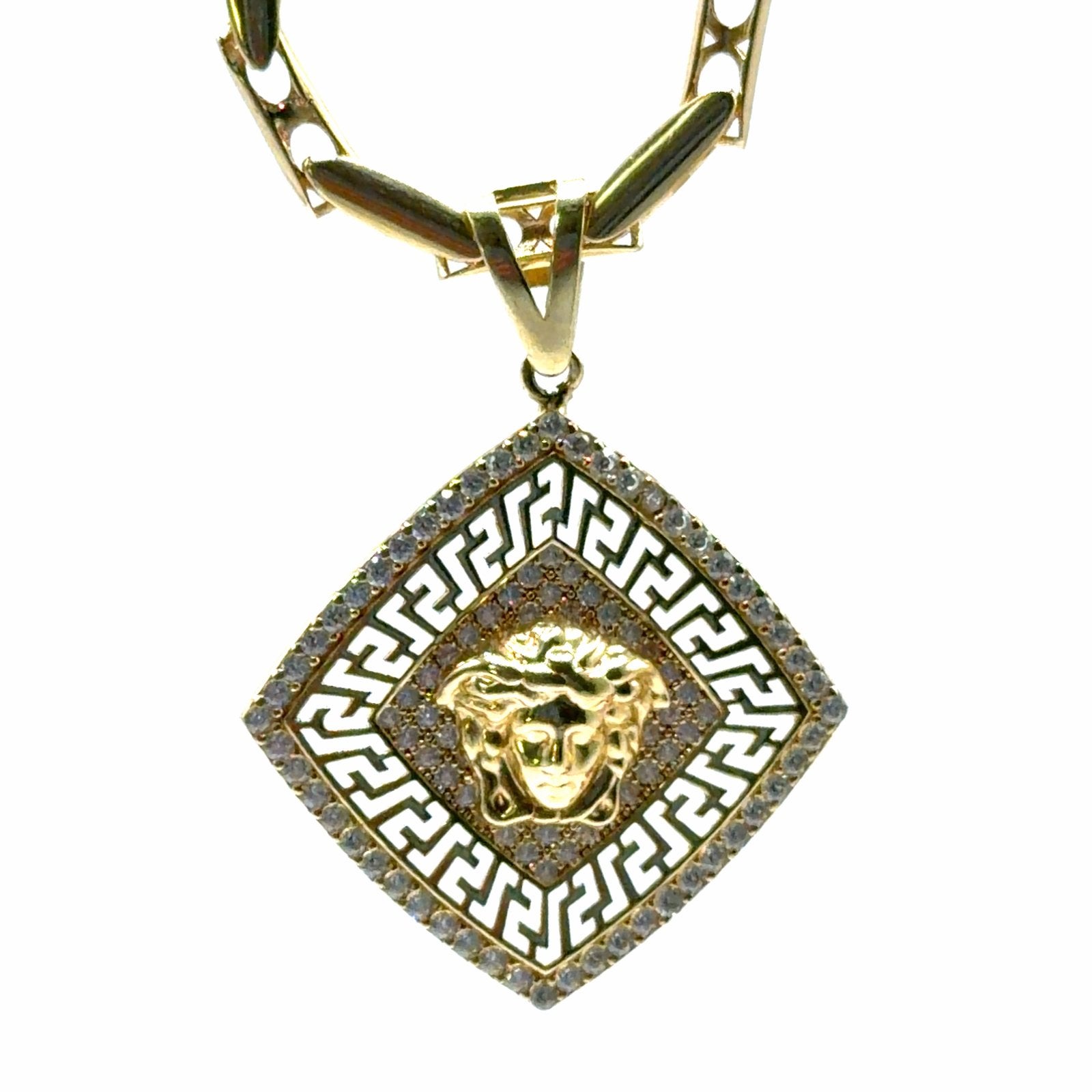 Gouden Versace Medusa Hanger met Zirkonia, Sieraden, Tassen en Uiterlijk, Kettinghangers, Overige voorstellingen, W, Ophalen of Verzenden