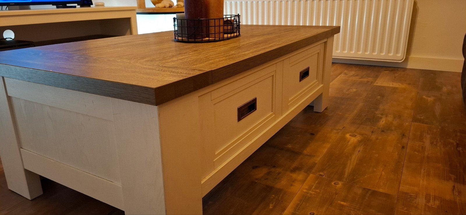 Salontafel en Bijzettafel Set - Landelijke Stijl, Ophalen, Gebruikt, 100 tot 150 cm, 50 tot 100 cm