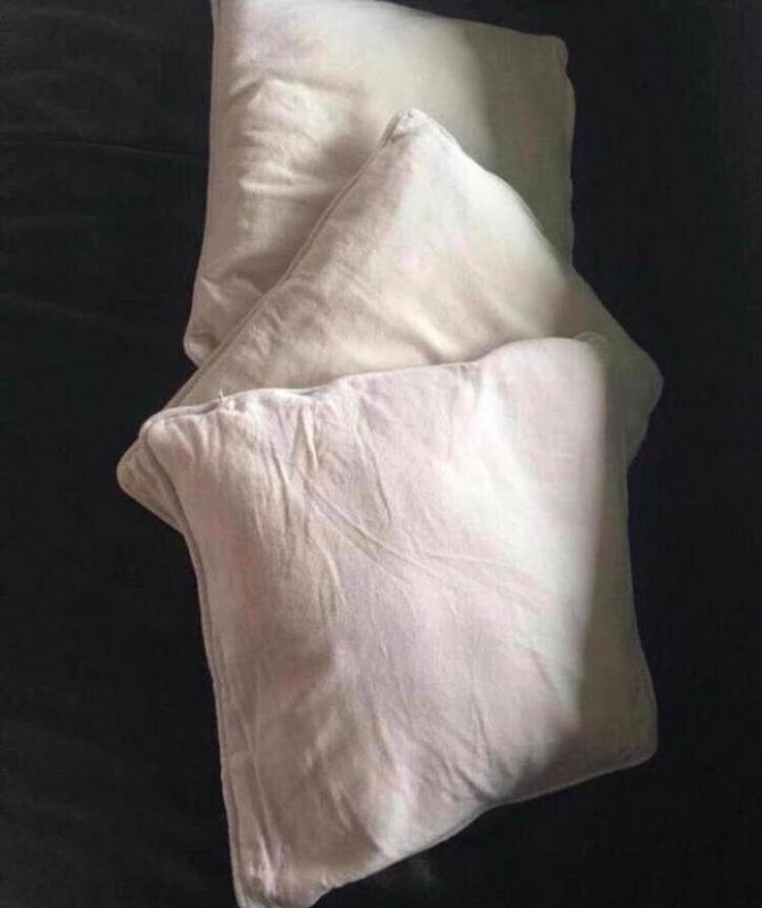 Set van 3 witte kussens met slopen, Ophalen of Verzenden, Zo goed als nieuw, Wit, Vierkant
