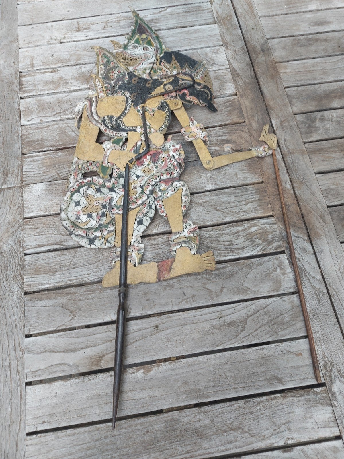 Antieke Wayang Kulit pop - Indonesië, Antiek en Kunst, Ophalen, Natuurlijk materiaal, Indonesië, Geschilderd