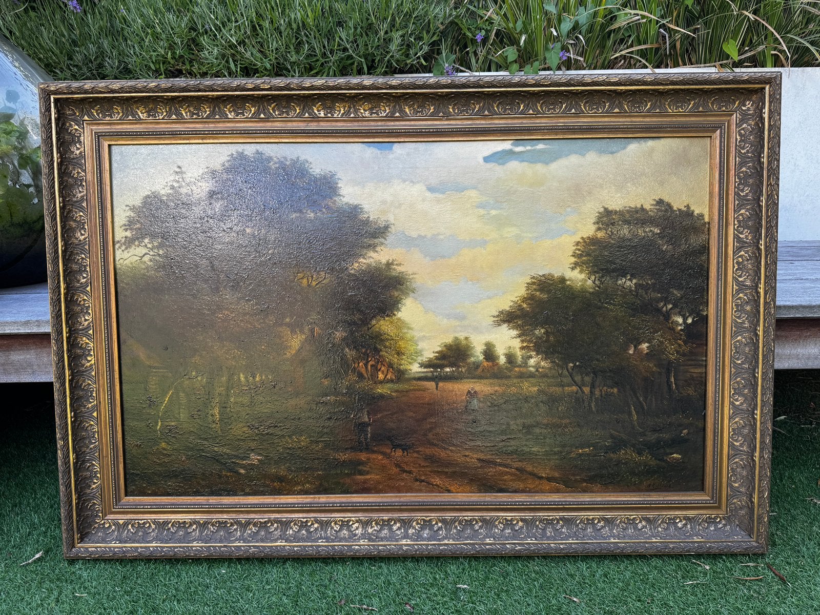 Schilderij boshutje bos jager huisje natuur landschap, Ophalen
