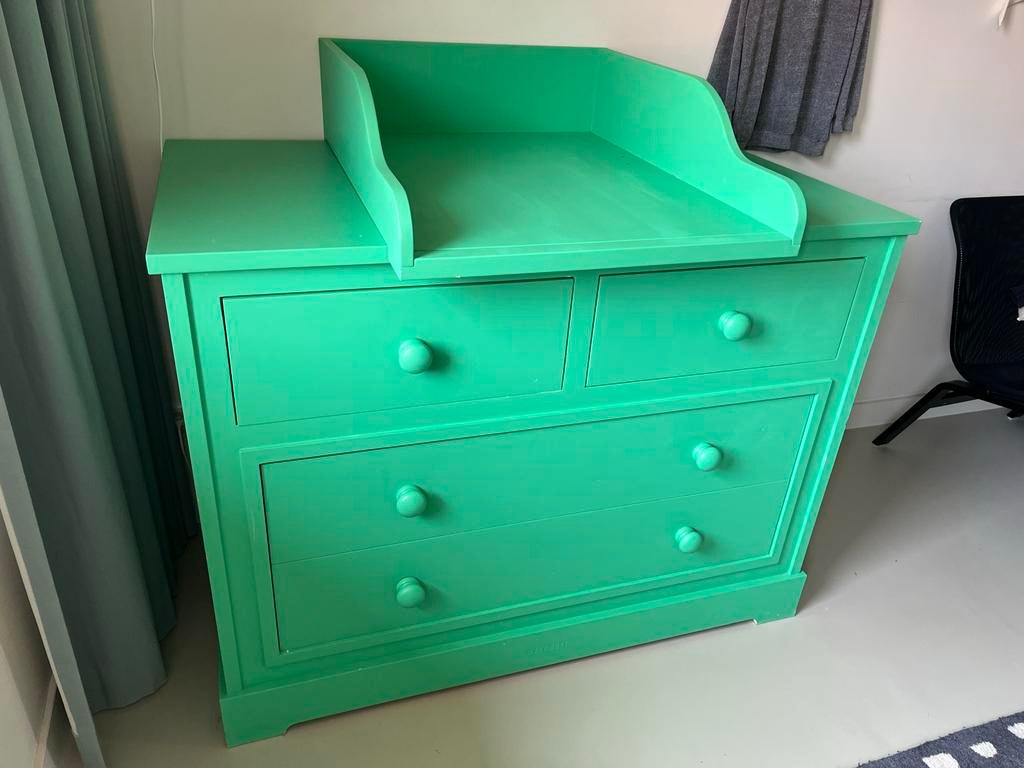 Mooie Mintgroene Woodworck Commode - Massief hout, Kinderen en Baby's, Kinderkamer | Commodes en Kasten, Ophalen, 50 tot 70 cm