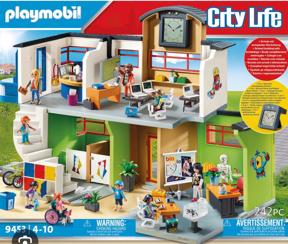 Playmobil 9453 Grote School met Inrichting - Complete Set, Ophalen of Verzenden, Gebruikt