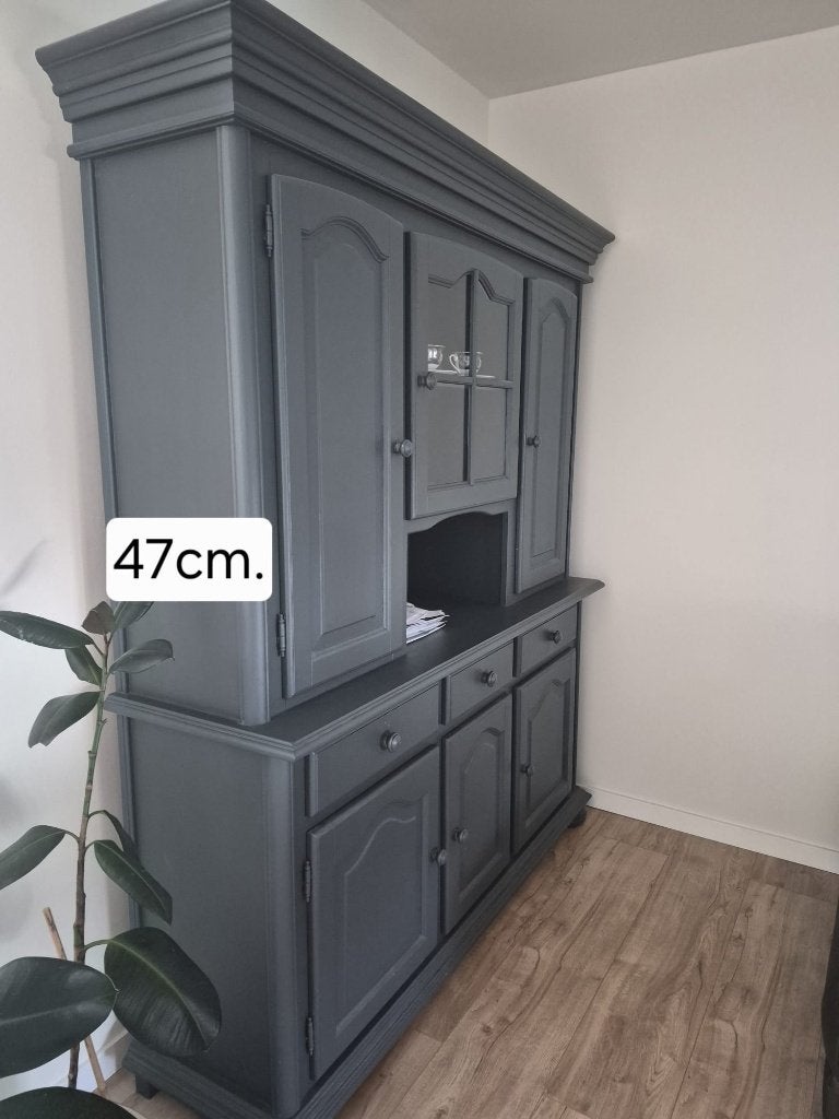 Grijze buffetkast met veel opbergruimte, Ophalen, Gebruikt, Klassiek, 150 tot 200 cm
