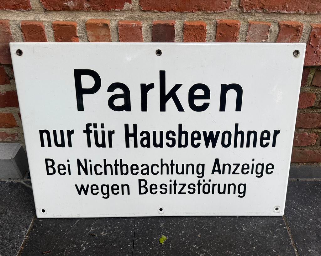 Emaille bord Parkeren, Ophalen of Verzenden, Gebruikt, Reclamebord