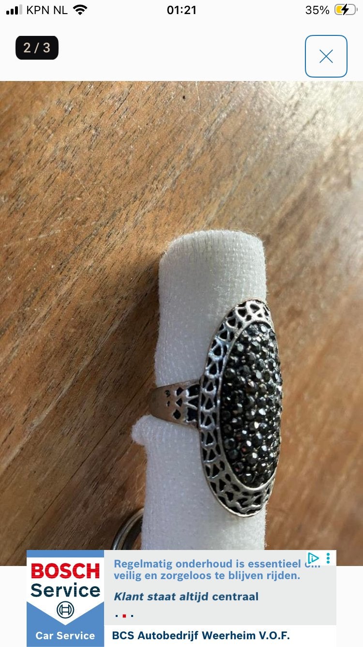Langwerpige ring ( 17 mm), Overige materialen, Overige kleuren, Ophalen of Verzenden, Zo goed als nieuw