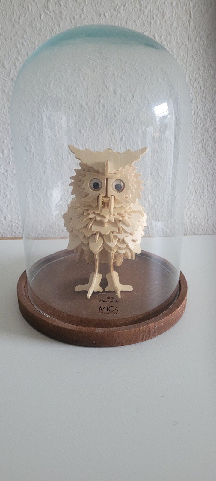 Mica Decorations 100% handgemaakte houten uil, Huis en Inrichting, Ophalen, Hout, Beige, Nieuw