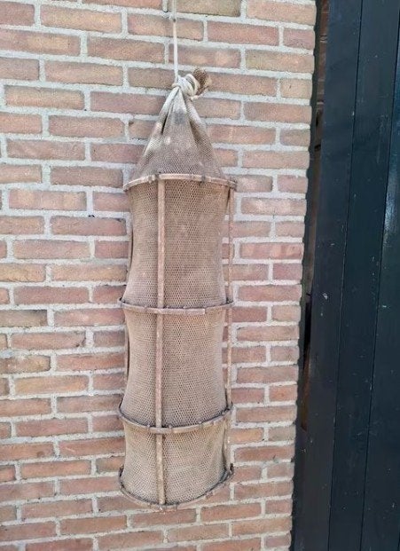 Oude vintage visfuik fuiklamp hanglamp nautisch, Gebruikt, T, Ophalen of Verzenden, N