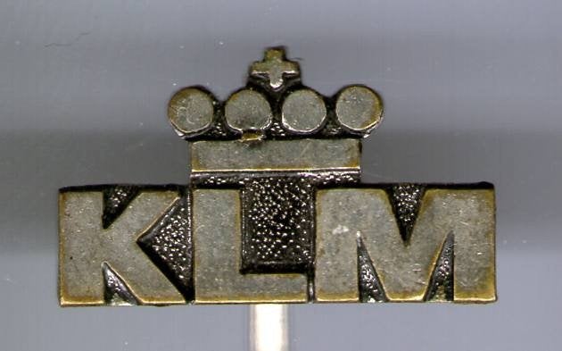 KLM grijs zilverkl vliegmaatschappij speldje 16x9 ( J_108), Verzenden, Zo goed als nieuw, Transport, Speldje of Pin