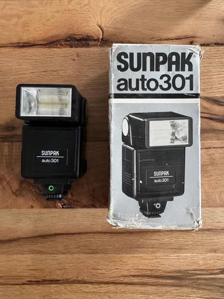 Sunpak Auto 301 Flitser – Tilt Head – In Originele Doos, Ophalen of Verzenden, Gebruikt, Overige merken, Kantelbaar
