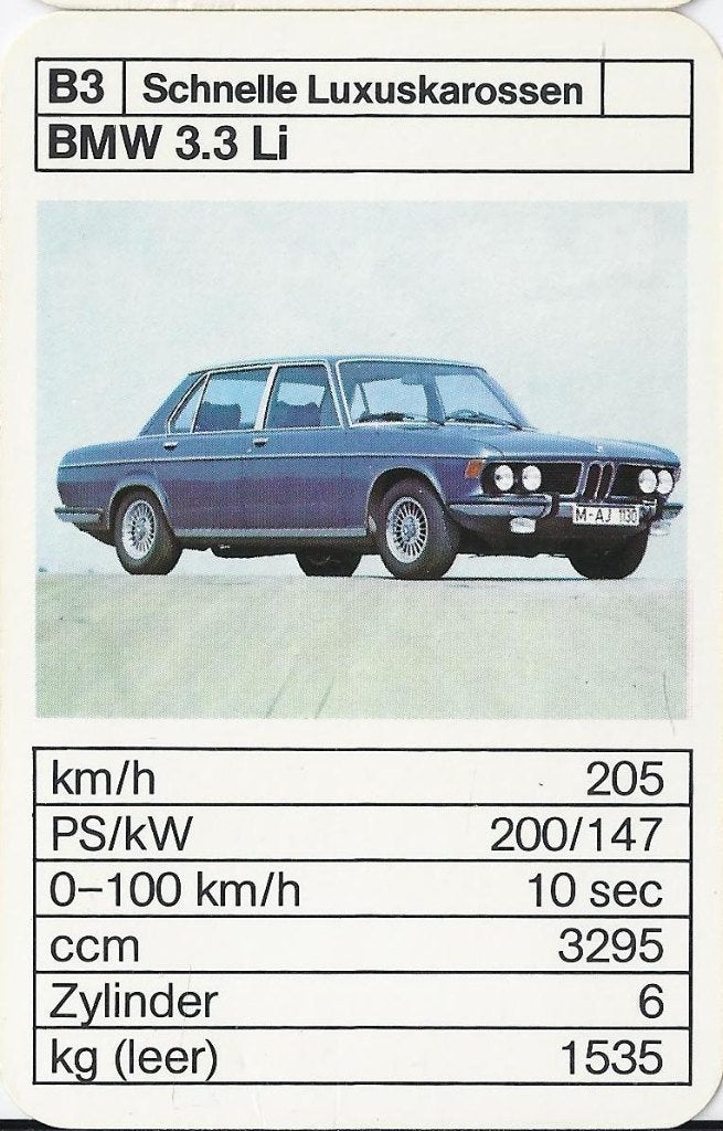 W1460 autokaartje bmw 3,3 li (b3) -, Ophalen of Verzenden, Zo goed als nieuw, Auto's