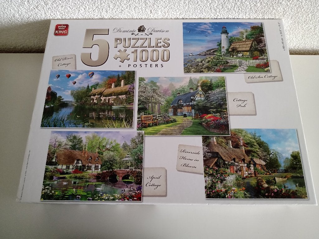 5 Legpuzzels in 1 Doos van King van elk 1000 stukjes, Ophalen of Verzenden, 500 t/m 1500 stukjes, Gebruikt, Legpuzzel