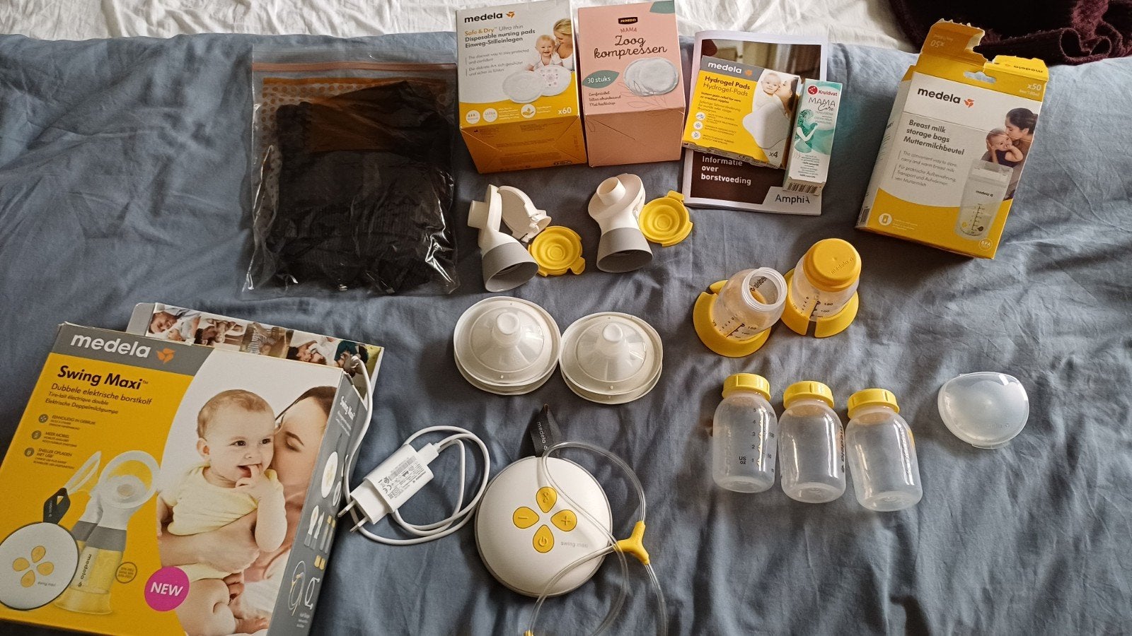 Medela Swing Maxi dubbele borstkolf met toebehoren, Ophalen of Verzenden, Zo goed als nieuw