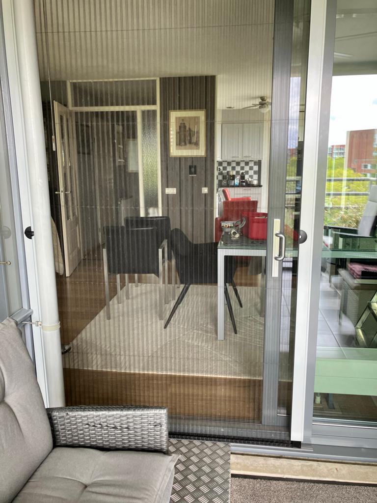 Hordeur plissé schuifdeur voor balkon of terras, Doe-het-zelf en Verbouw, Deuren en Horren, Ophalen, Kunststof, 80 tot 100 cm