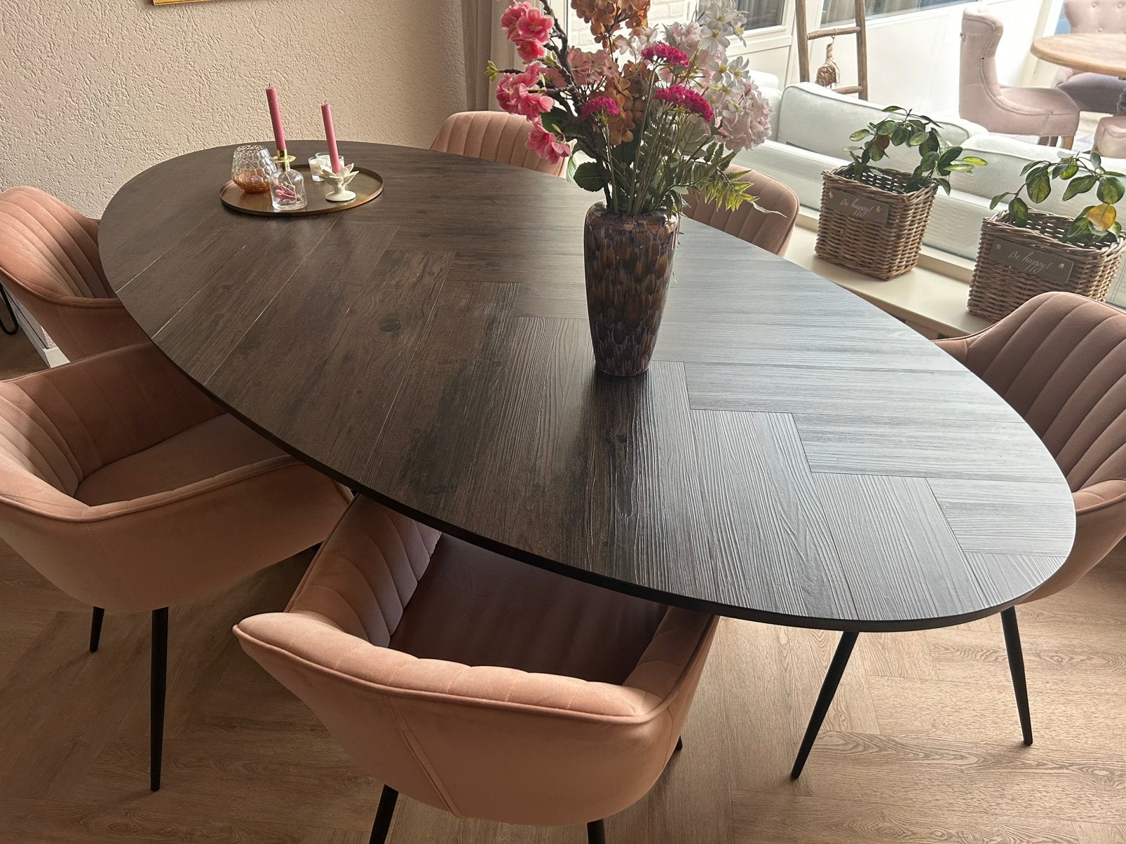 Ovale eettafel, Ophalen, Overige houtsoorten, Gebruikt, 100 tot 150 cm