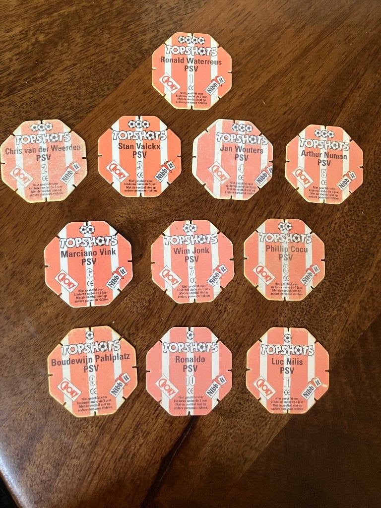 PSV Topshots jaren 90 compleet + Ronaldo + misdruk, Verzamelen, Ophalen of Verzenden, Zo goed als nieuw, PSV, Poster, Plaatje of Sticker