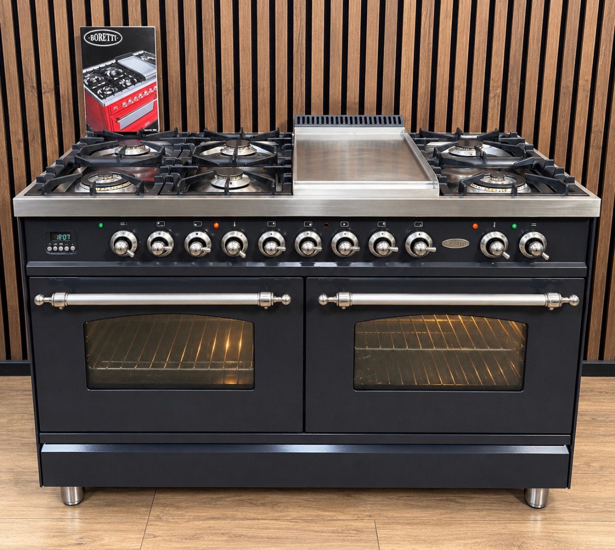 Prachtige Boretti Fornuis antraciet 120 cm (Gratis bezorgen), 5258sh, Ophalen of Verzenden, Zo goed als nieuw, Gas