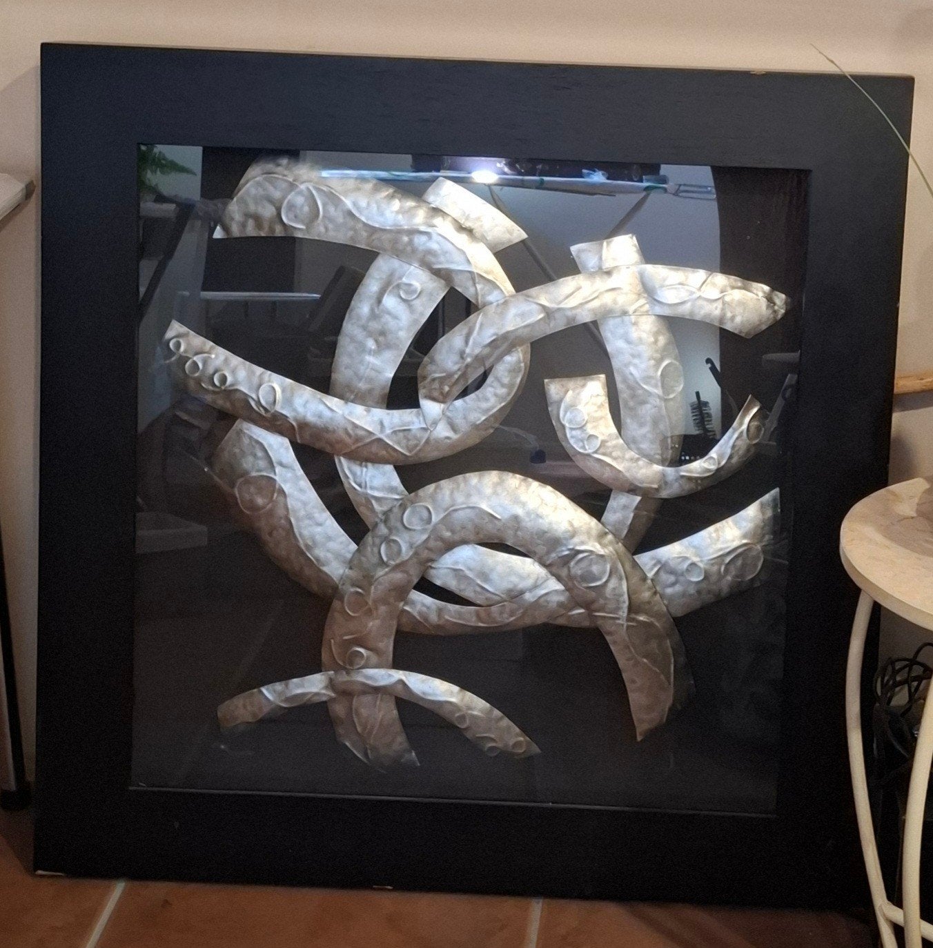 Muurdecoratie 90x90 cm houten lijst en glasplaat 90x90 cm, Ophalen, Gebruikt, 90 cm, Hout