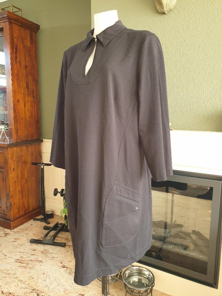 River Woods mooi zwarte jurk lange mouw mt 42 L, Verzenden, River Woods, Zwart, Maat 46/48 (XL) of groter