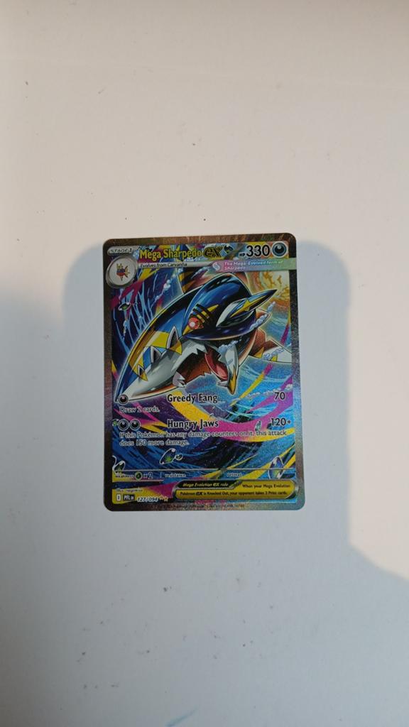 Mega Sharpedo EX Pokémon Kaart - Full Art, Ophalen of Verzenden, Zo goed als nieuw, Losse kaart