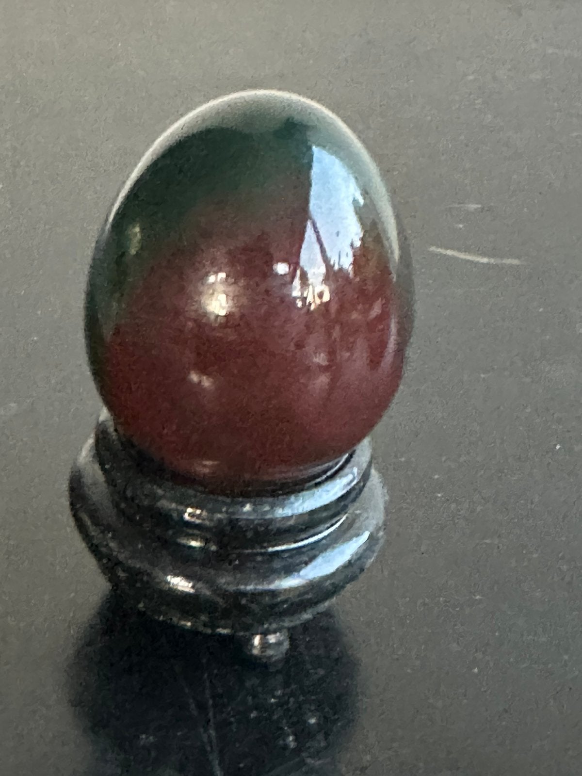 Half edelsteen Oceaan Jasper Ei op standaard 7 cm, Ophalen of Verzenden, Gebruikt