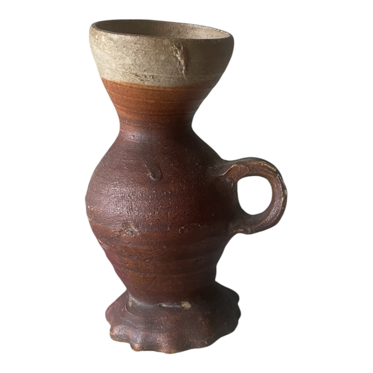 Bodemvondst middeleeuws steengoed kannetje intact H. 12 cm, Ophalen of Verzenden