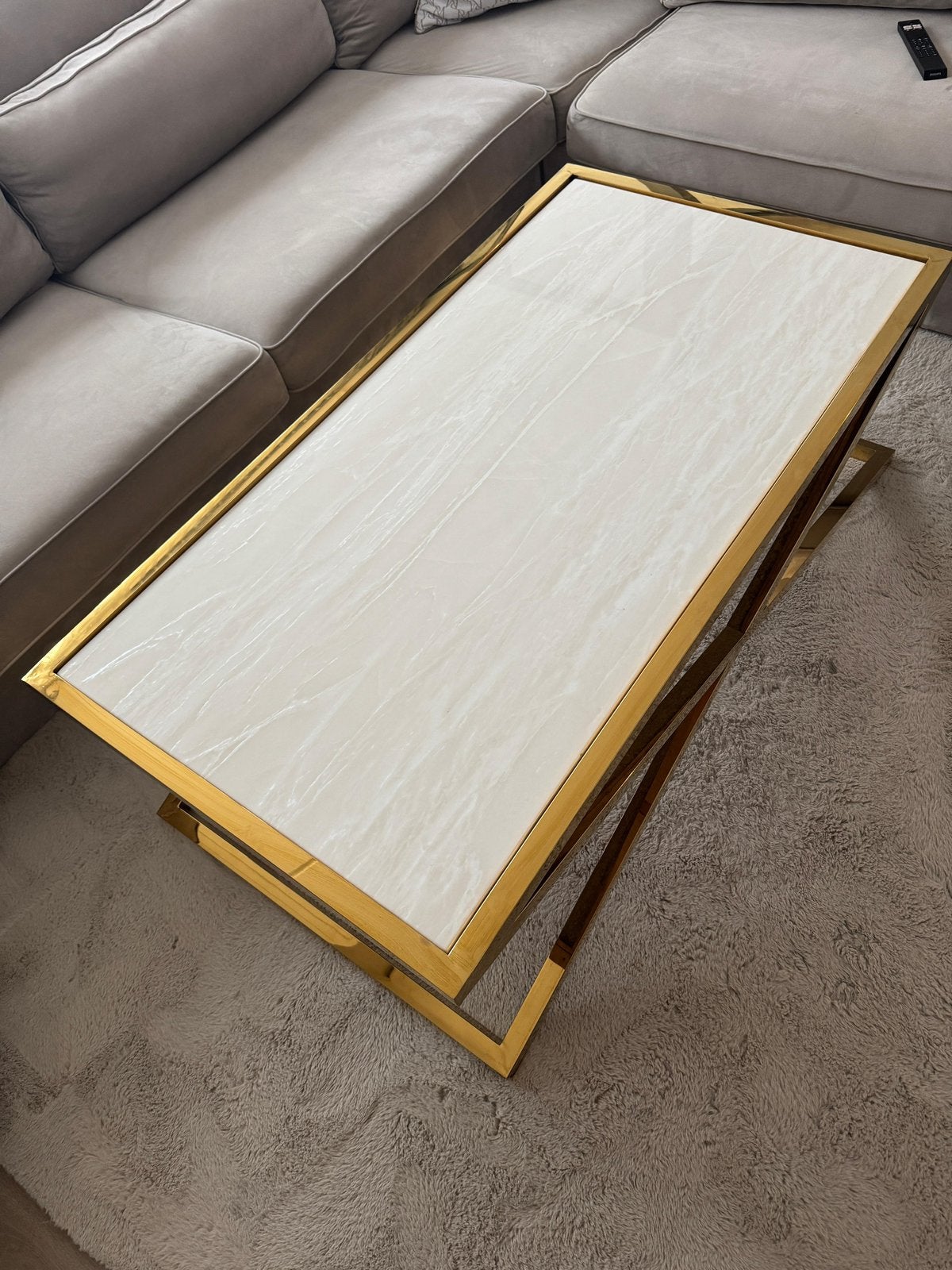 Salontafel goud marmer look, Huis en Inrichting, Ophalen, Zo goed als nieuw