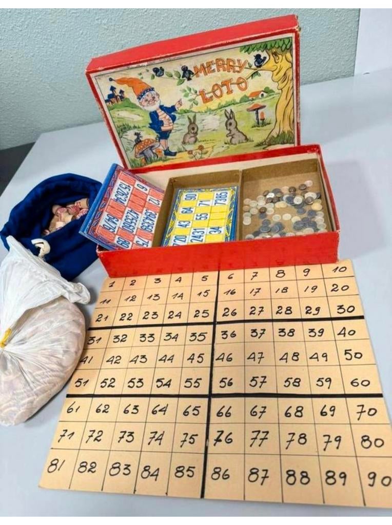1950 antiek Vintage Bingospel, Merry Loto zeldzaam bingo, Ophalen of Verzenden