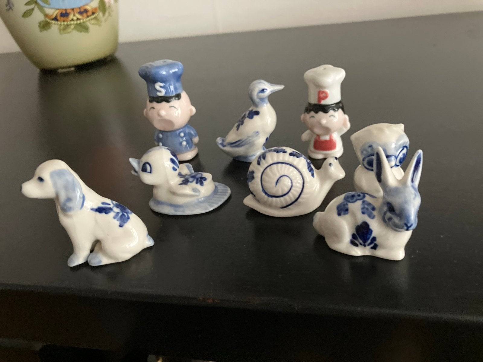 Delfts Blauw beeldjes set - Dieren en koks, Ophalen of Verzenden, Zo goed als nieuw, Overige soorten, Beeldje of Figuurtje