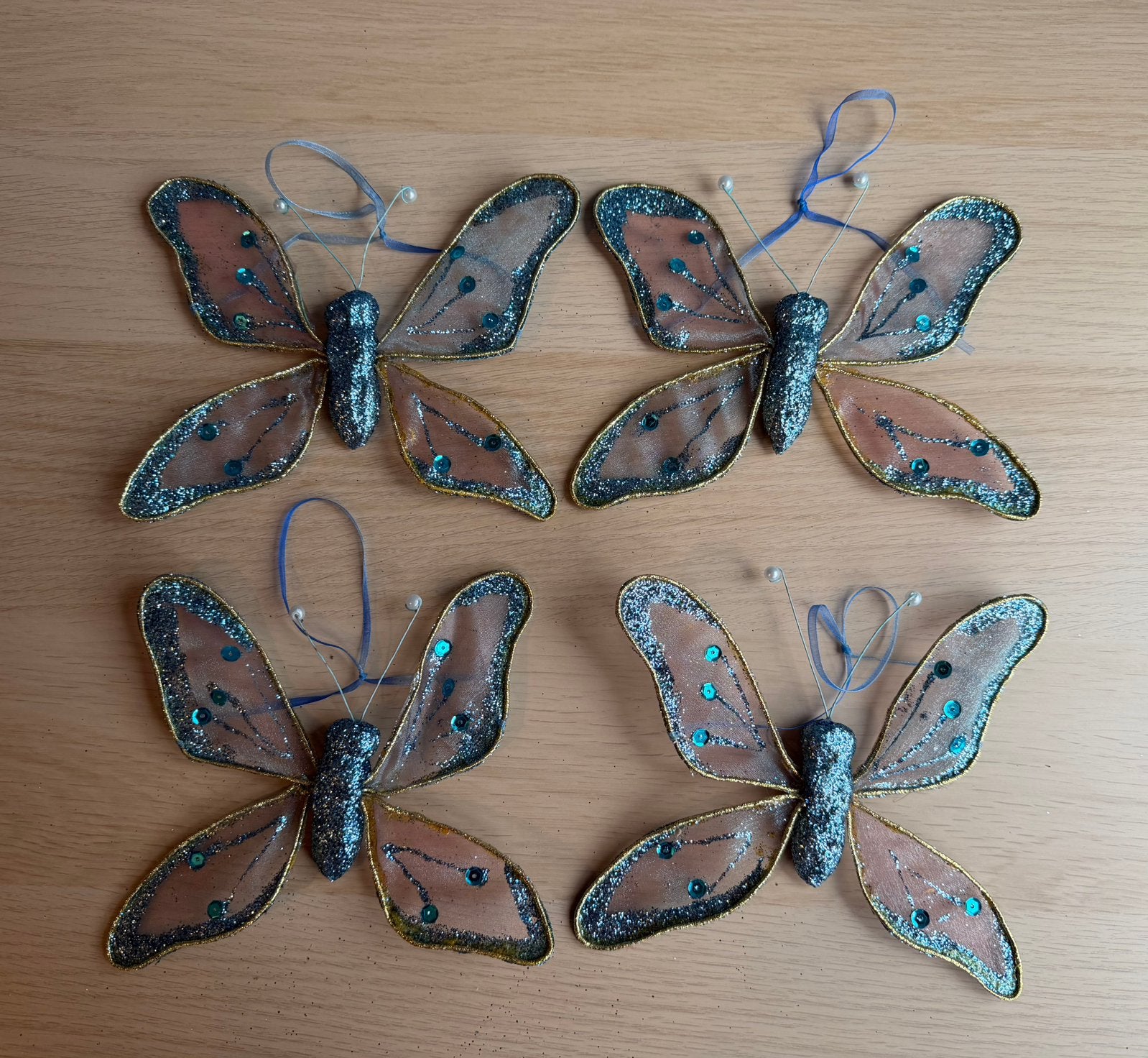 4 blauwe vlinders, Hobby en Vrije tijd, Verzenden, Dieren, Nieuw, Blauw