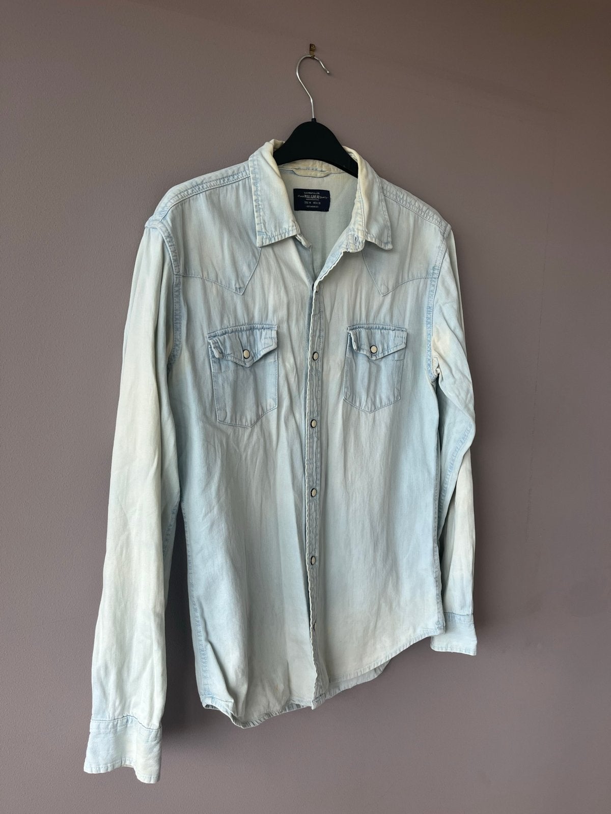 Pull & Bear spijkerblouse maat M, Ophalen of Verzenden, Gedragen, Blauw, Halswijdte 39/40 (M)