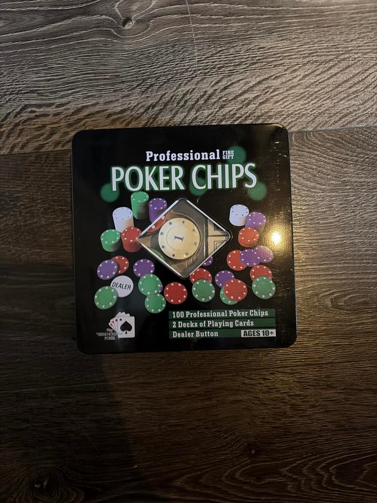 Nieuwe Professionele Poker Chips Set - 100 Chips, Kaarten, D, Drie of vier spelers, Ophalen of Verzenden, Nieuw