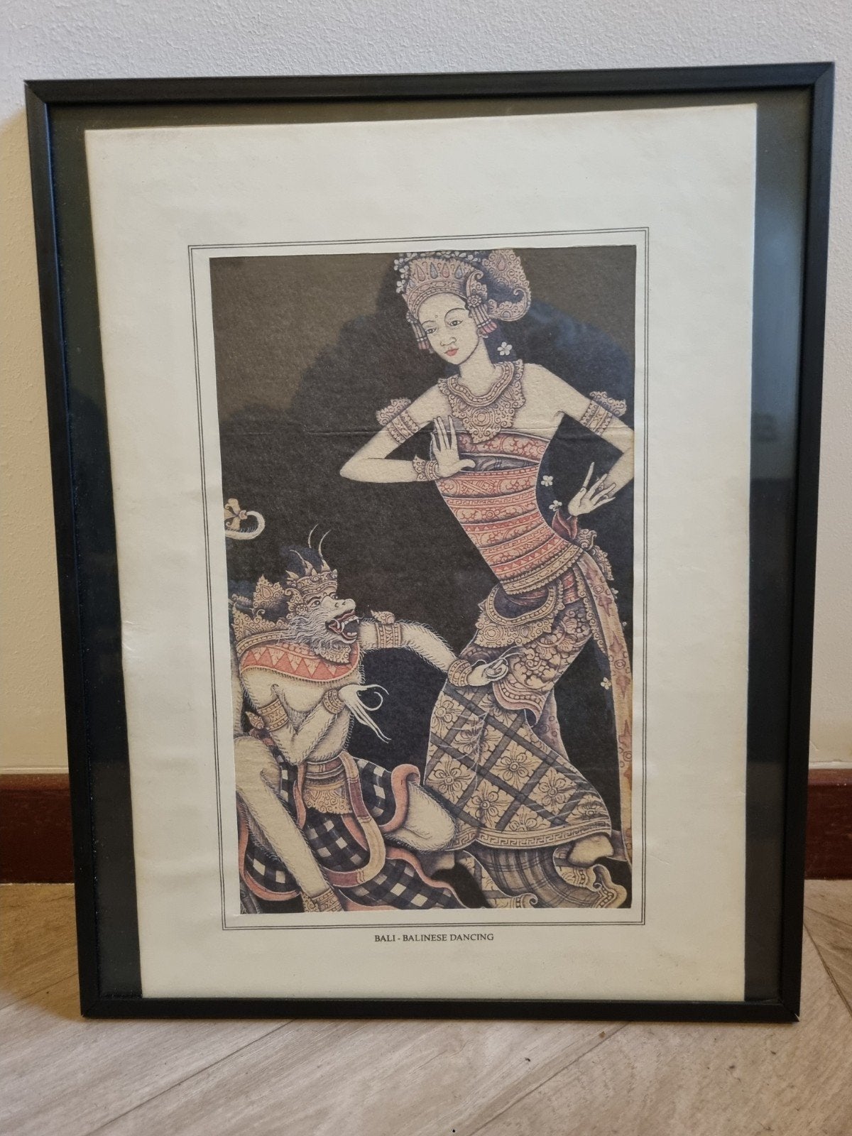 schilderijtje uit bali indonesie, Indonesië, Ophalen of Verzenden, Handgemaakt, Glas