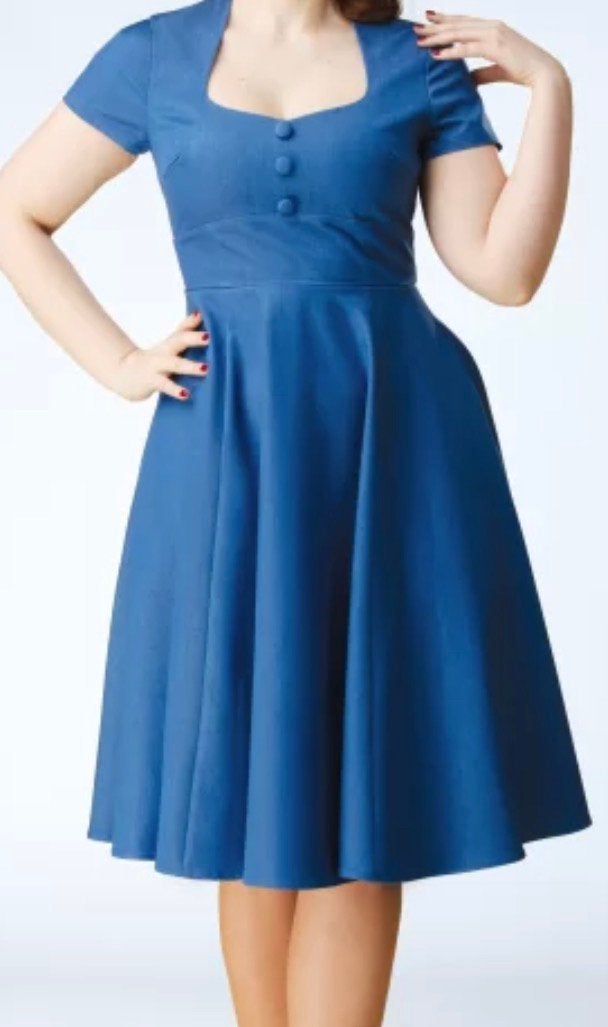 Topvintage Swingjurk Marlin  - Nieuw met ceintuur, Kleding | Dames, Maat 38/40 (M), Blauw, Nieuw, Ophalen of Verzenden