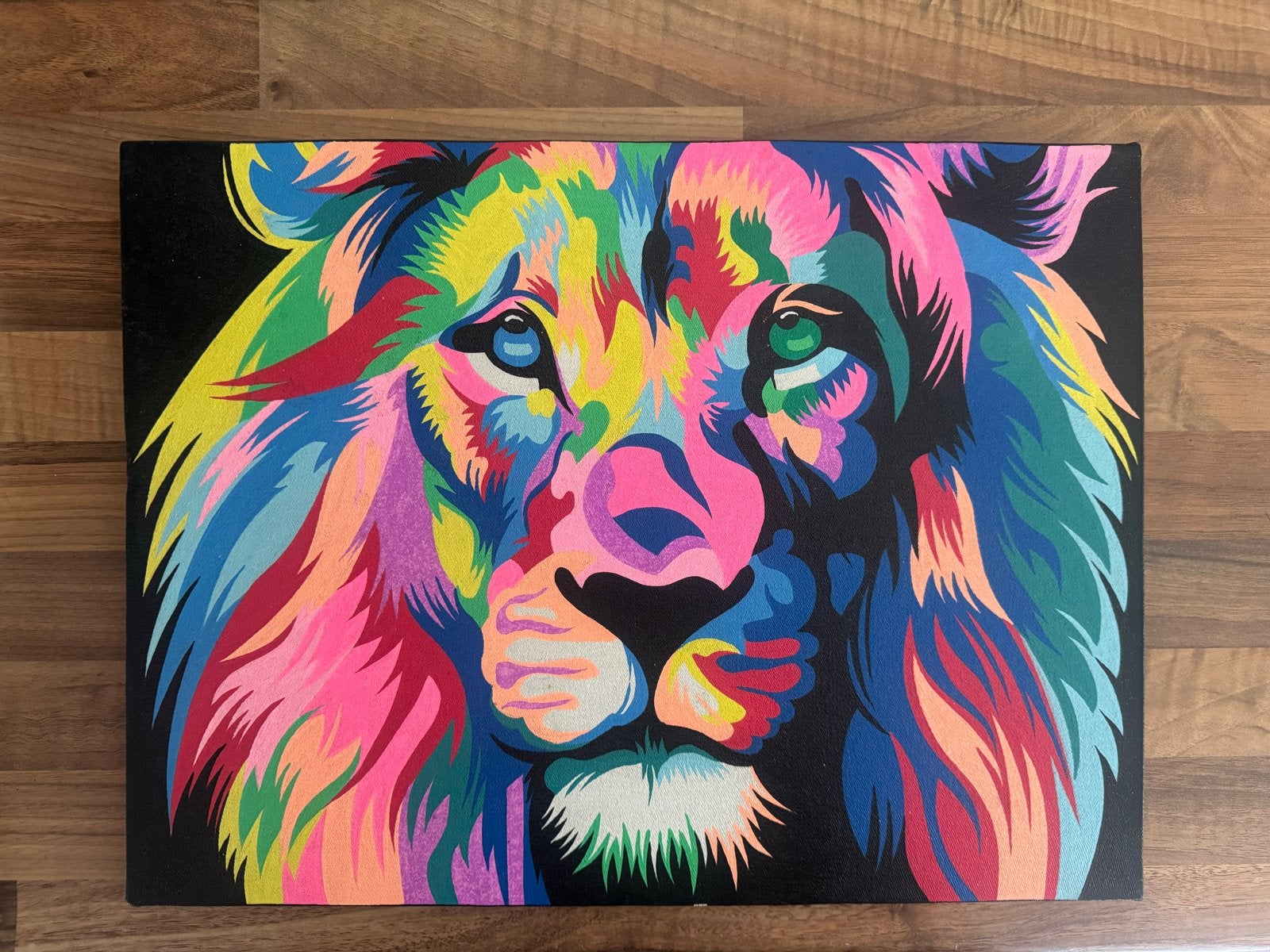 Kleurrijk Leeuwen Schilderij - Pop Art Stijl, Antiek en Kunst, Acrylverf, Handgeschilderd, Ophalen of Verzenden, Dieren